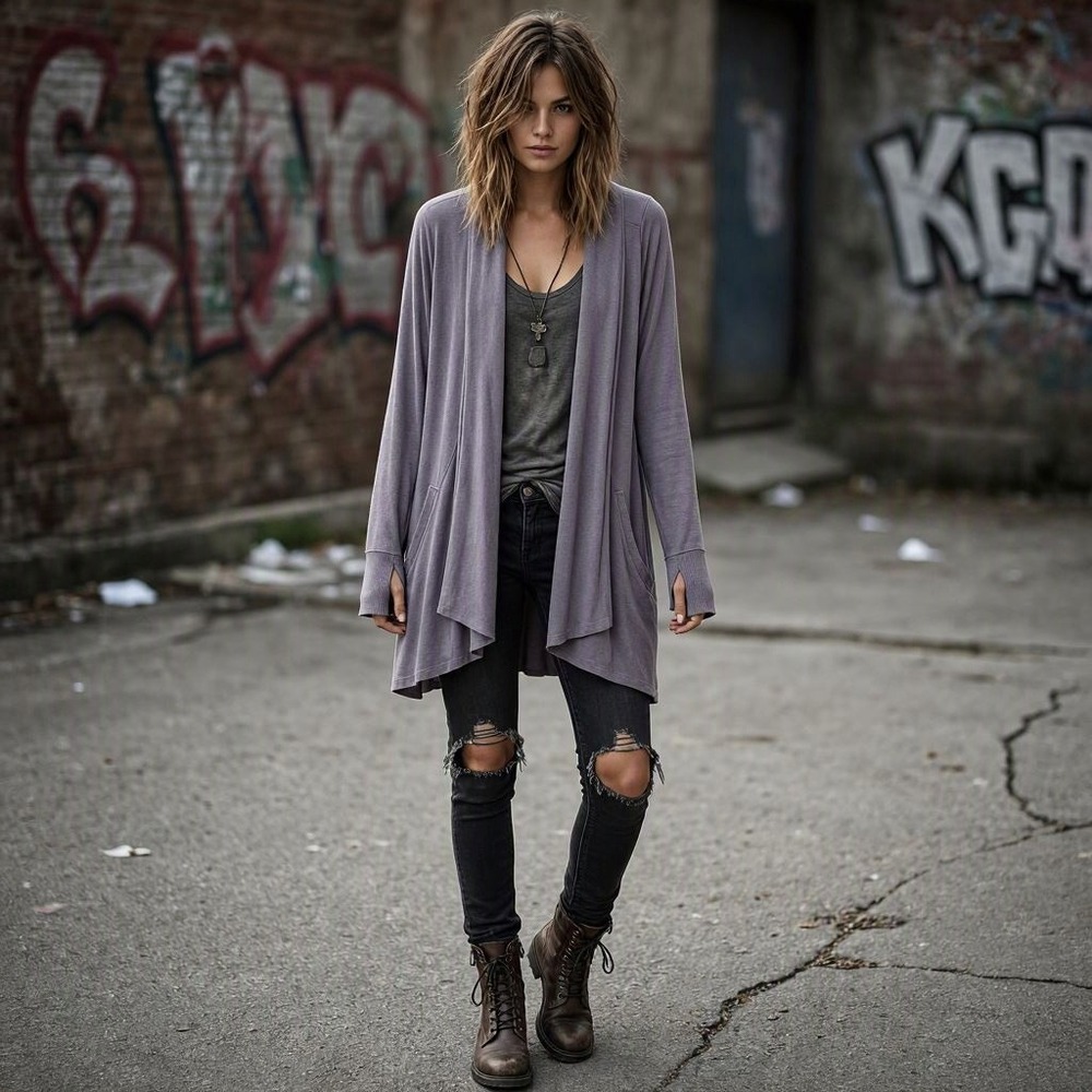 Grunge Minimalist Cardigan Layering Gorpcore Loungewear Active Life Size M
